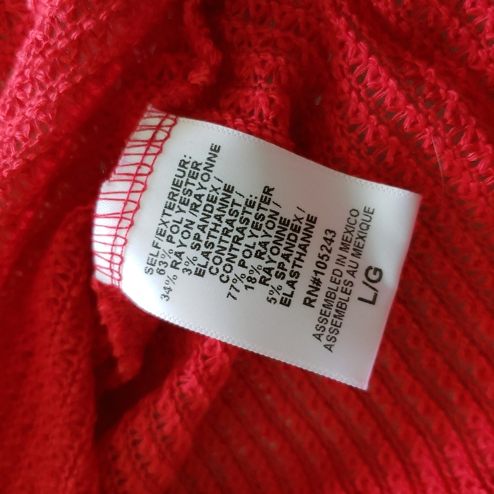 H.I.P. NEW Top Hi-Lo Trapeze Tank Womens L, XL Sheer Knit Net RED - Picture 6 of 11